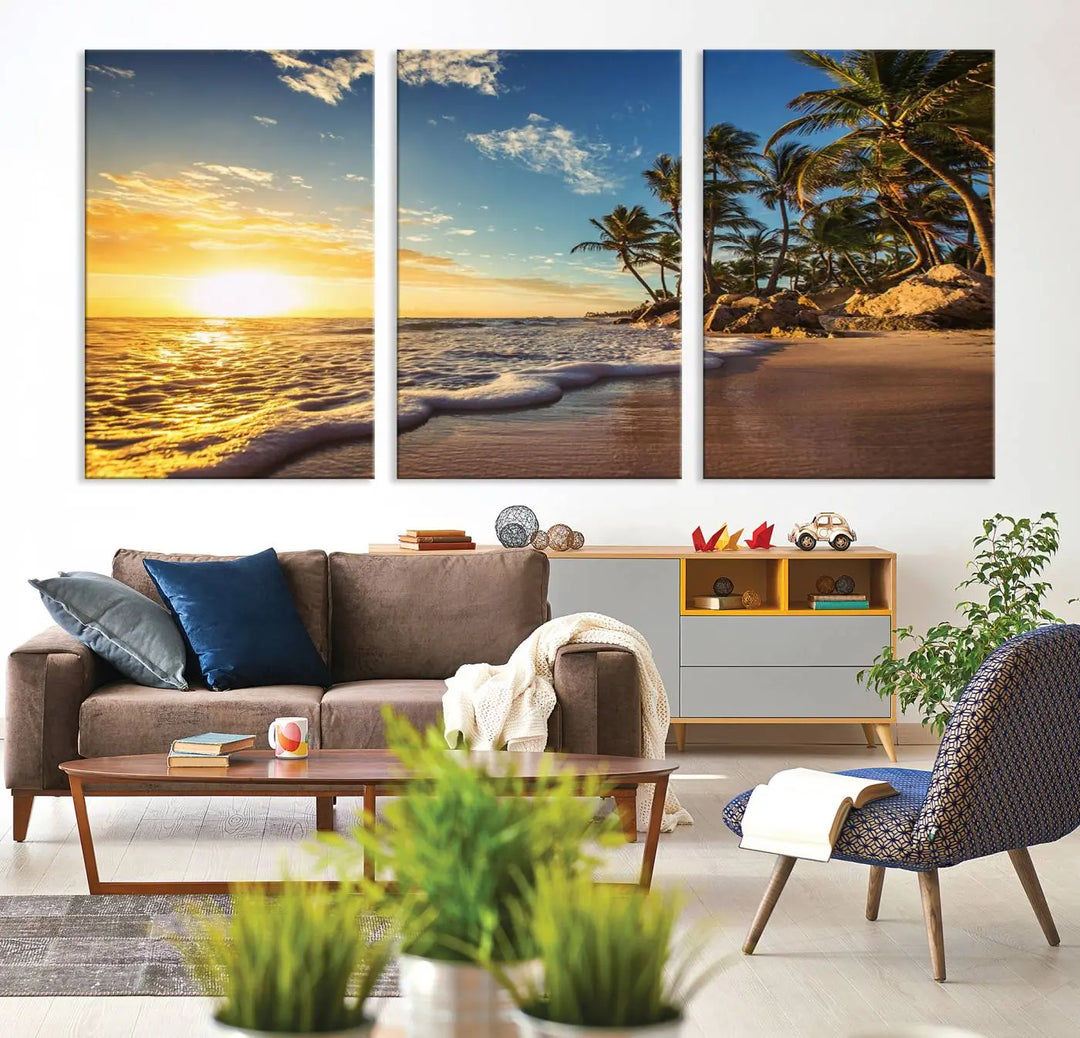 Sunset Wall Art Ocean View Beach Canvas Wall Art Print