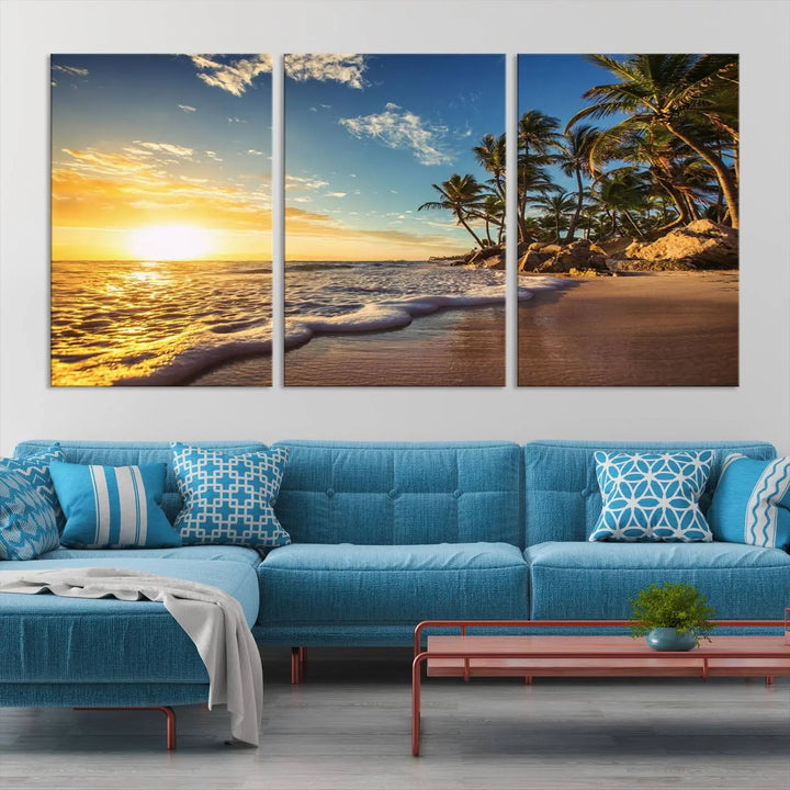 Sunset Wall Art Ocean View Beach Canvas Wall Art Print