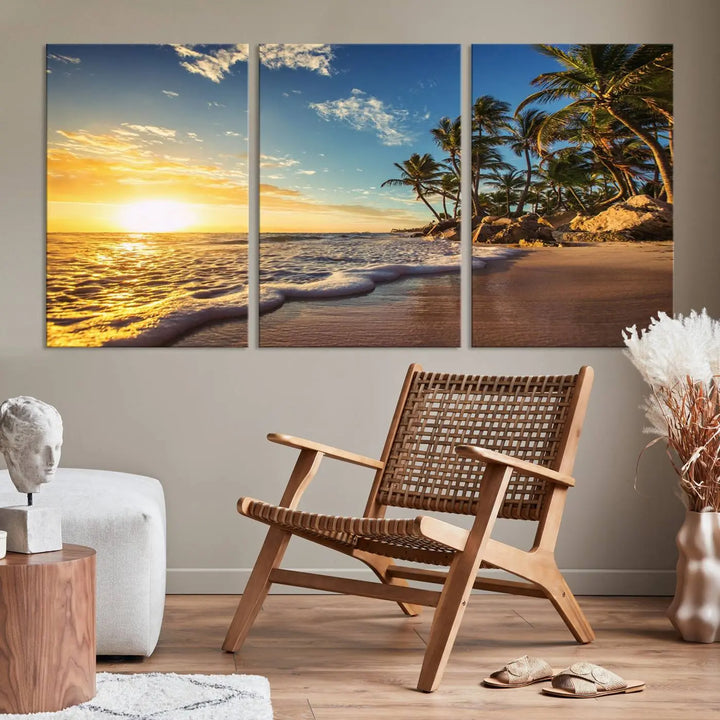 Sunset Wall Art Ocean View Beach Canvas Wall Art Print