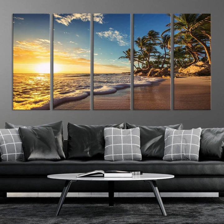 Sunset Wall Art Ocean View Beach Canvas Wall Art Print