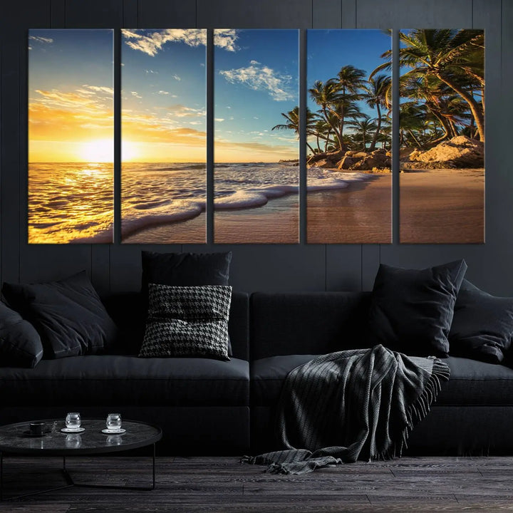 Sunset Wall Art Ocean View Beach Canvas Wall Art Print