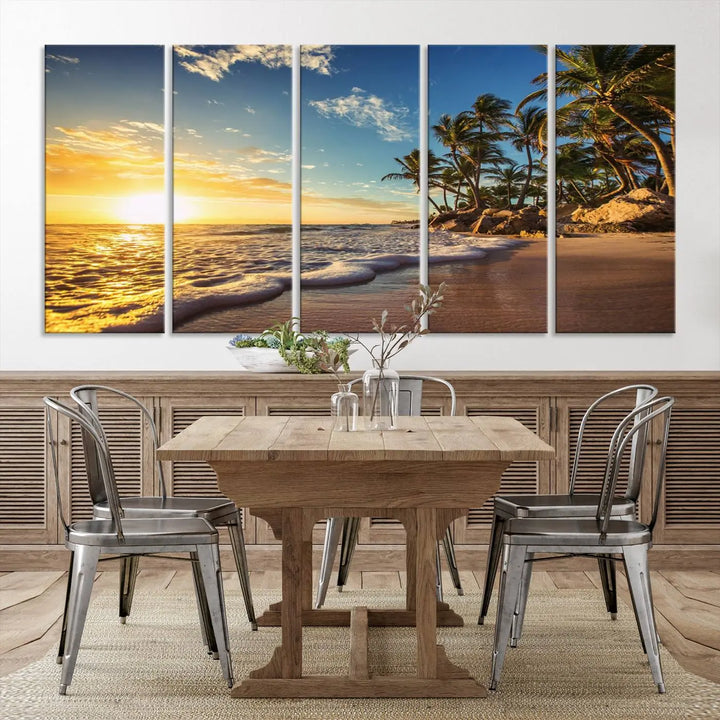 Sunset Wall Art Ocean View Beach Canvas Wall Art Print