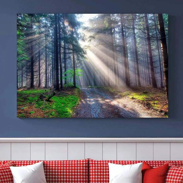 Sunshine in Forest Large Wall Art Spring Landscape Canvas Print Wall Decor