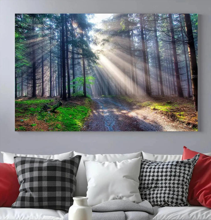 Sunshine in Forest Large Wall Art Spring Landscape Canvas Print Wall Decor