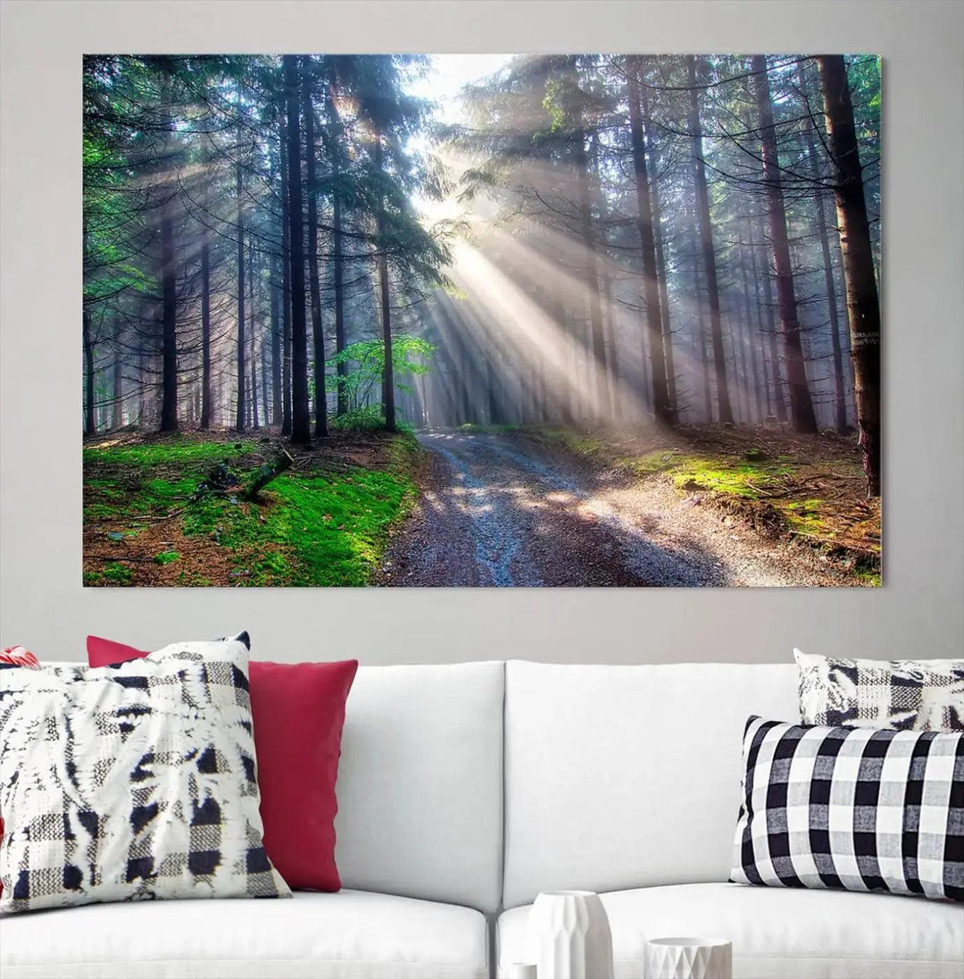 Sunshine in Forest Large Wall Art Spring Landscape Canvas Print Wall Decor