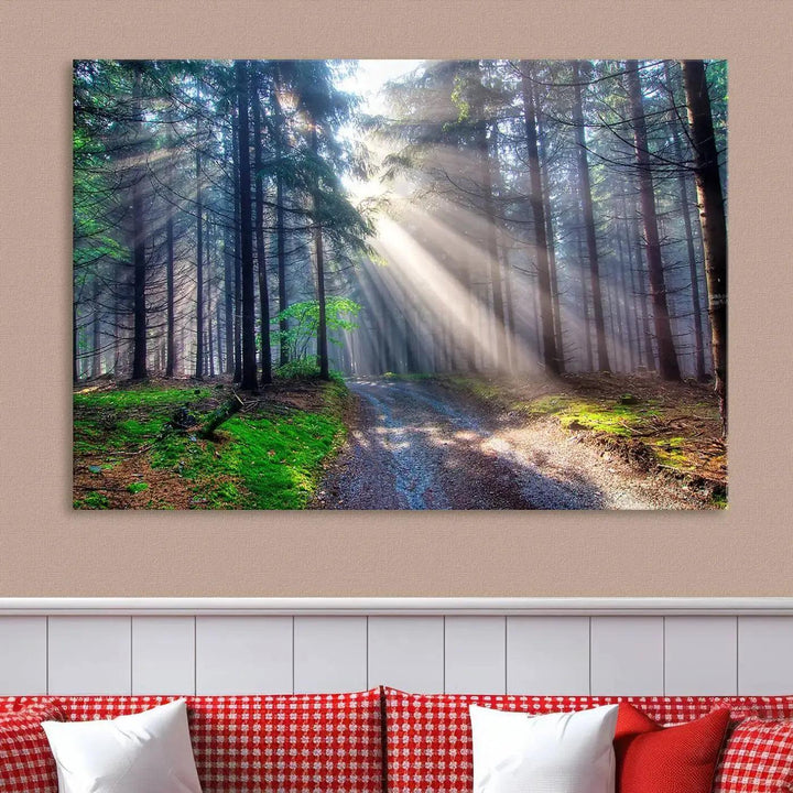 Sunshine in Forest Large Wall Art Spring Landscape Canvas Print Wall Decor