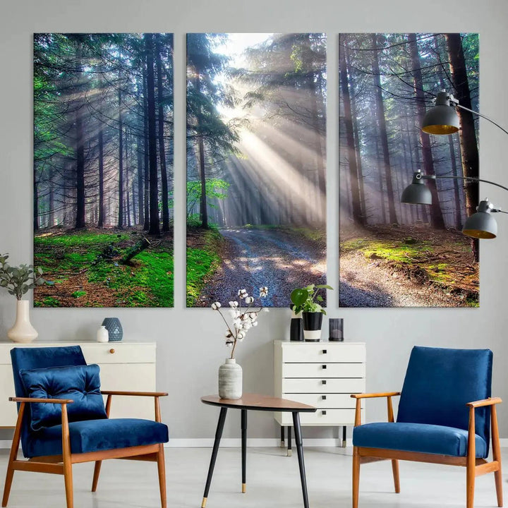 Sunshine in Forest Large Wall Art Spring Landscape Canvas Print Wall Decor