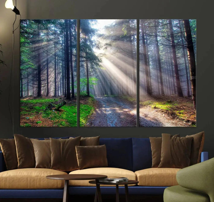 Sunshine in Forest Large Wall Art Spring Landscape Canvas Print Wall Decor