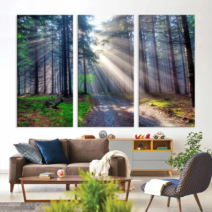 Sunshine in Forest Large Wall Art Spring Landscape Canvas Print Wall Decor