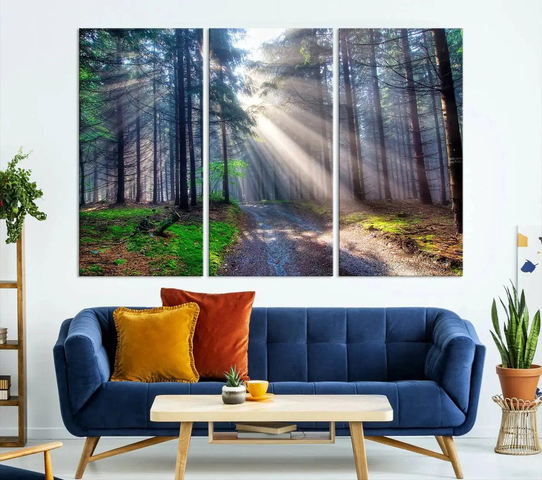 Sunshine in Forest Large Wall Art Spring Landscape Canvas Print Wall Decor