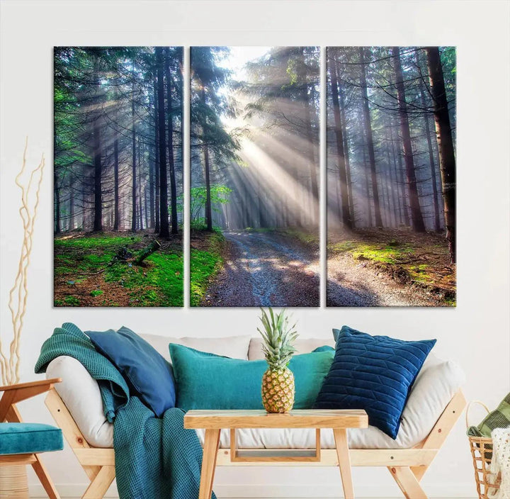 Sunshine in Forest Large Wall Art Spring Landscape Canvas Print Wall Decor