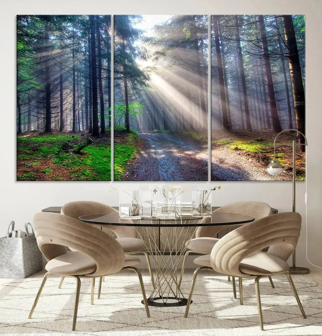 Sunshine in Forest Large Wall Art Spring Landscape Canvas Print Wall Decor