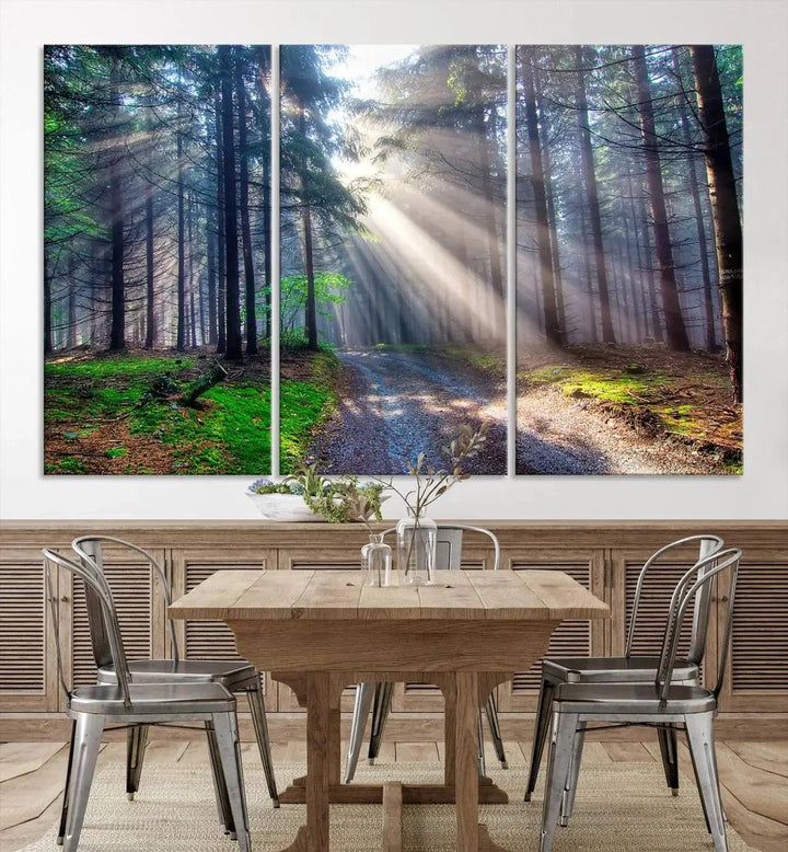 Sunshine in Forest Large Wall Art Spring Landscape Canvas Print Wall Decor