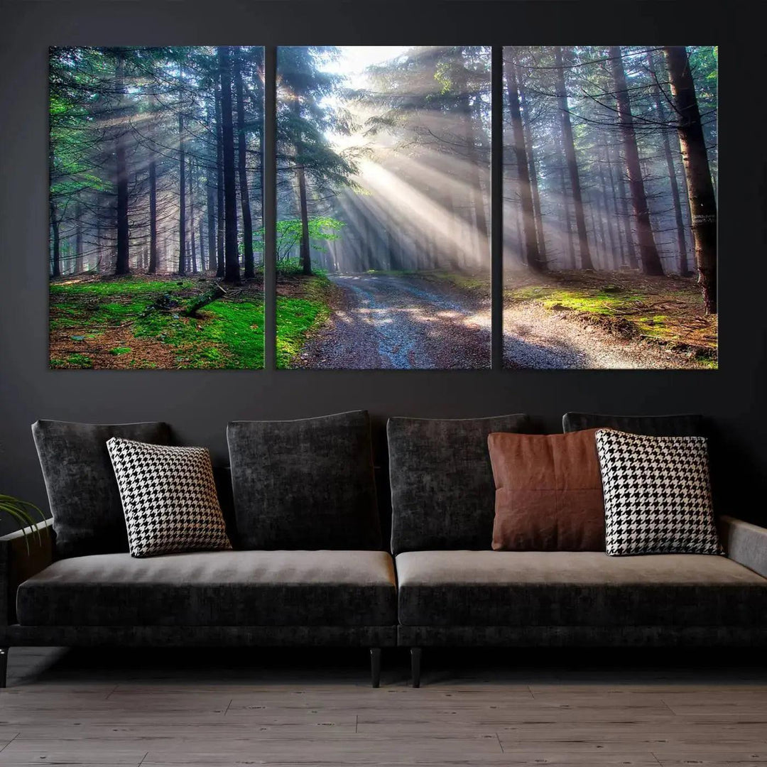 Sunshine in Forest Large Wall Art Spring Landscape Canvas Print Wall Decor