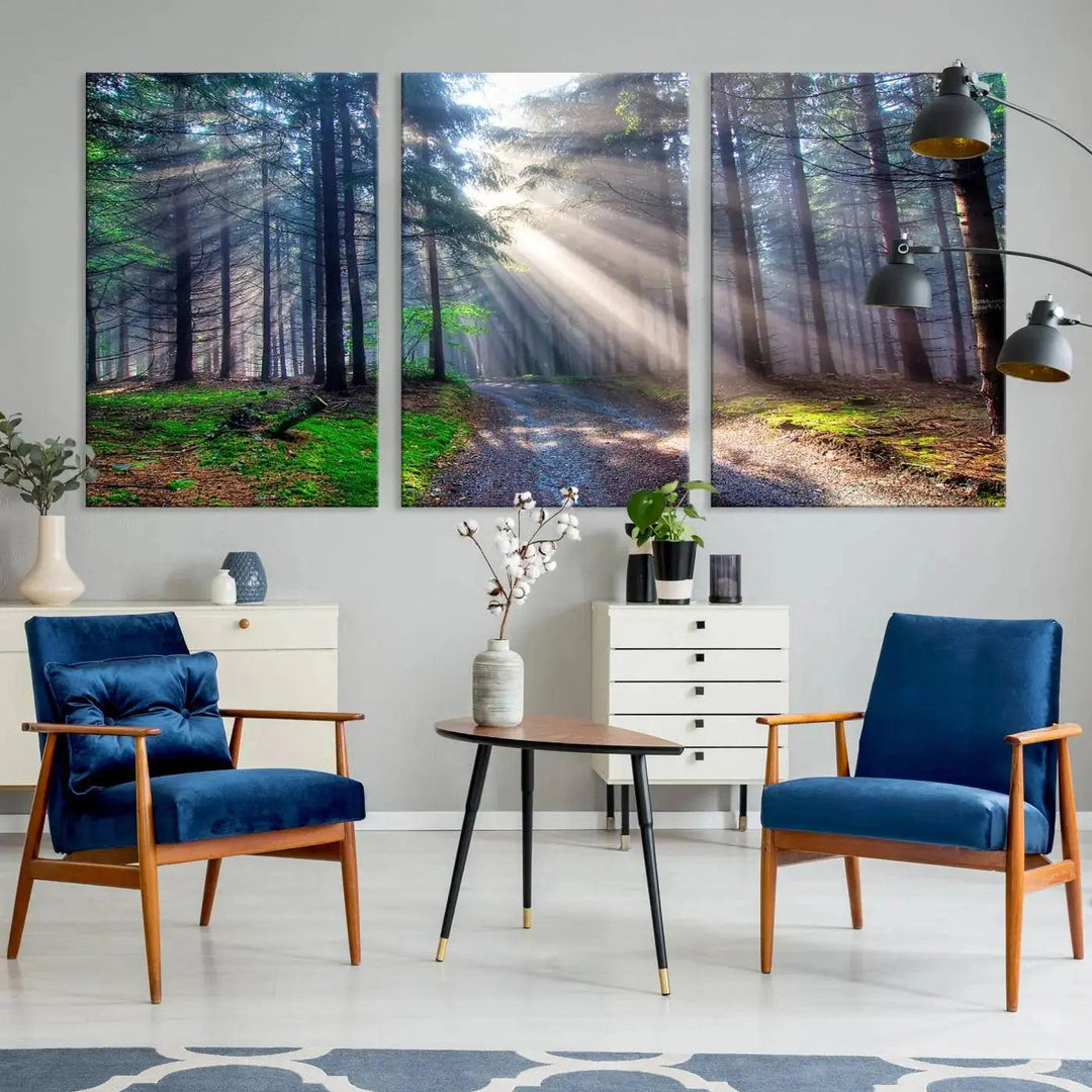 Sunshine in Forest Large Wall Art Spring Landscape Canvas Print Wall Decor