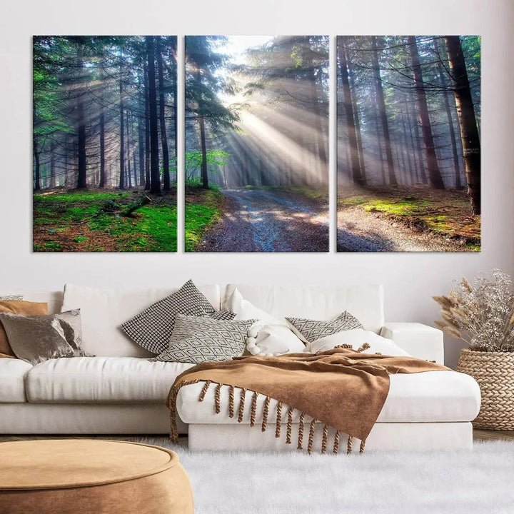 Sunshine in Forest Large Wall Art Spring Landscape Canvas Print Wall Decor