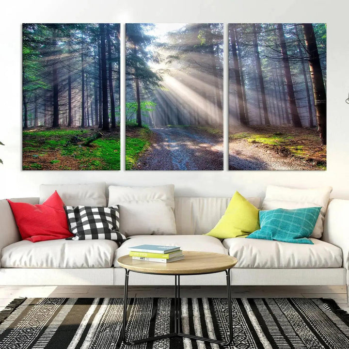 Sunshine in Forest Large Wall Art Spring Landscape Canvas Print Wall Decor