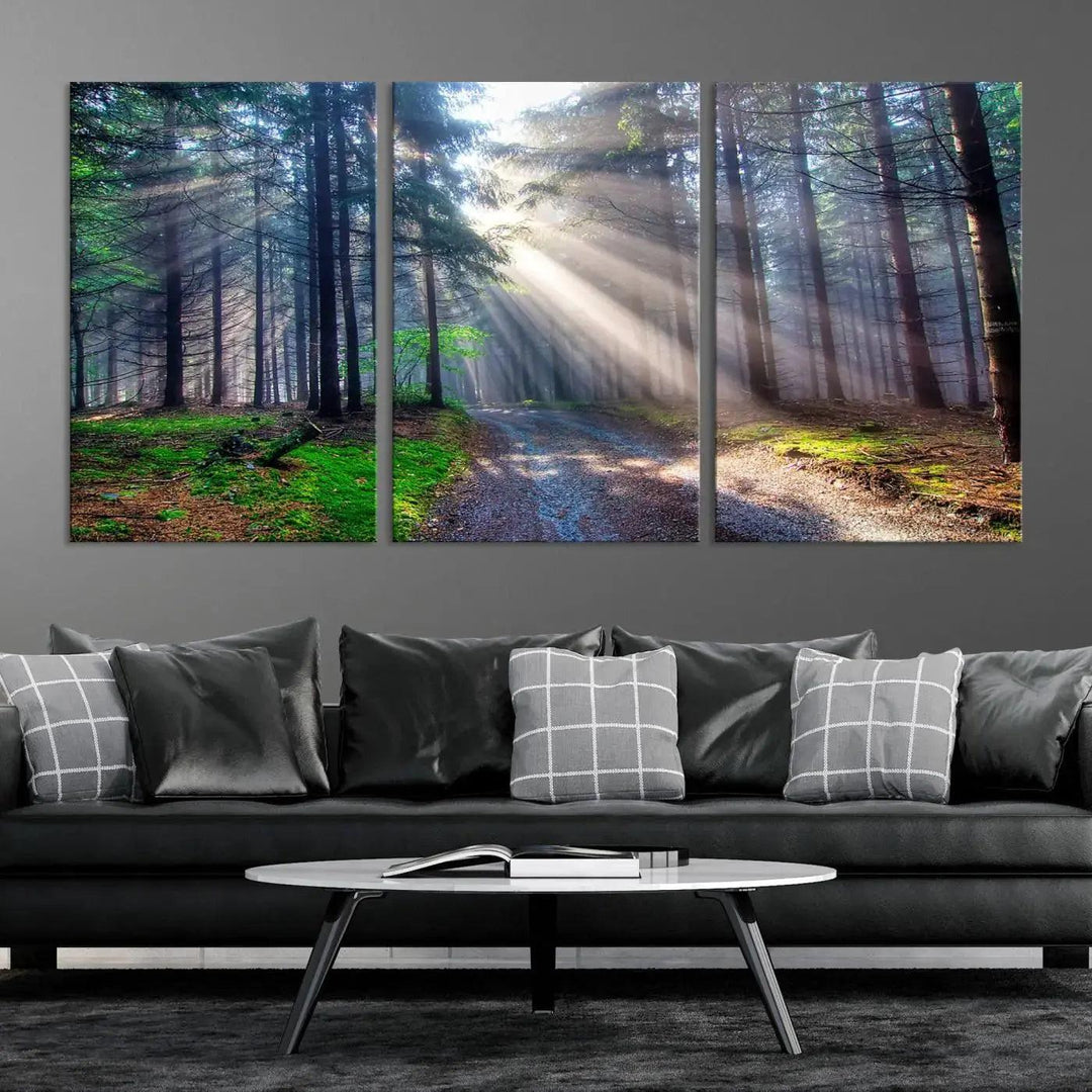 Sunshine in Forest Large Wall Art Spring Landscape Canvas Print Wall Decor