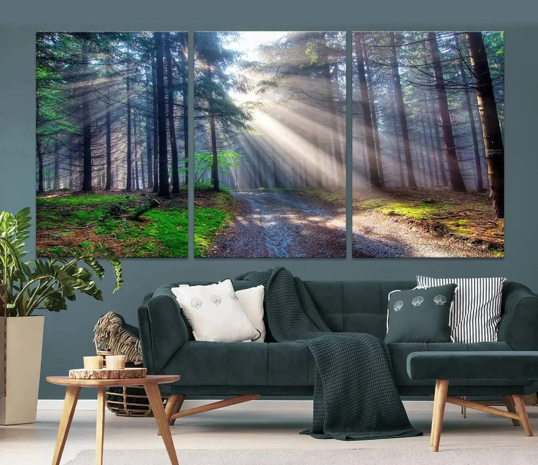 Sunshine in Forest Large Wall Art Spring Landscape Canvas Print Wall Decor