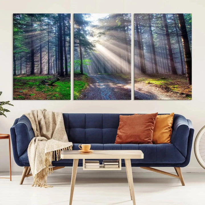 Sunshine in Forest Large Wall Art Spring Landscape Canvas Print Wall Decor