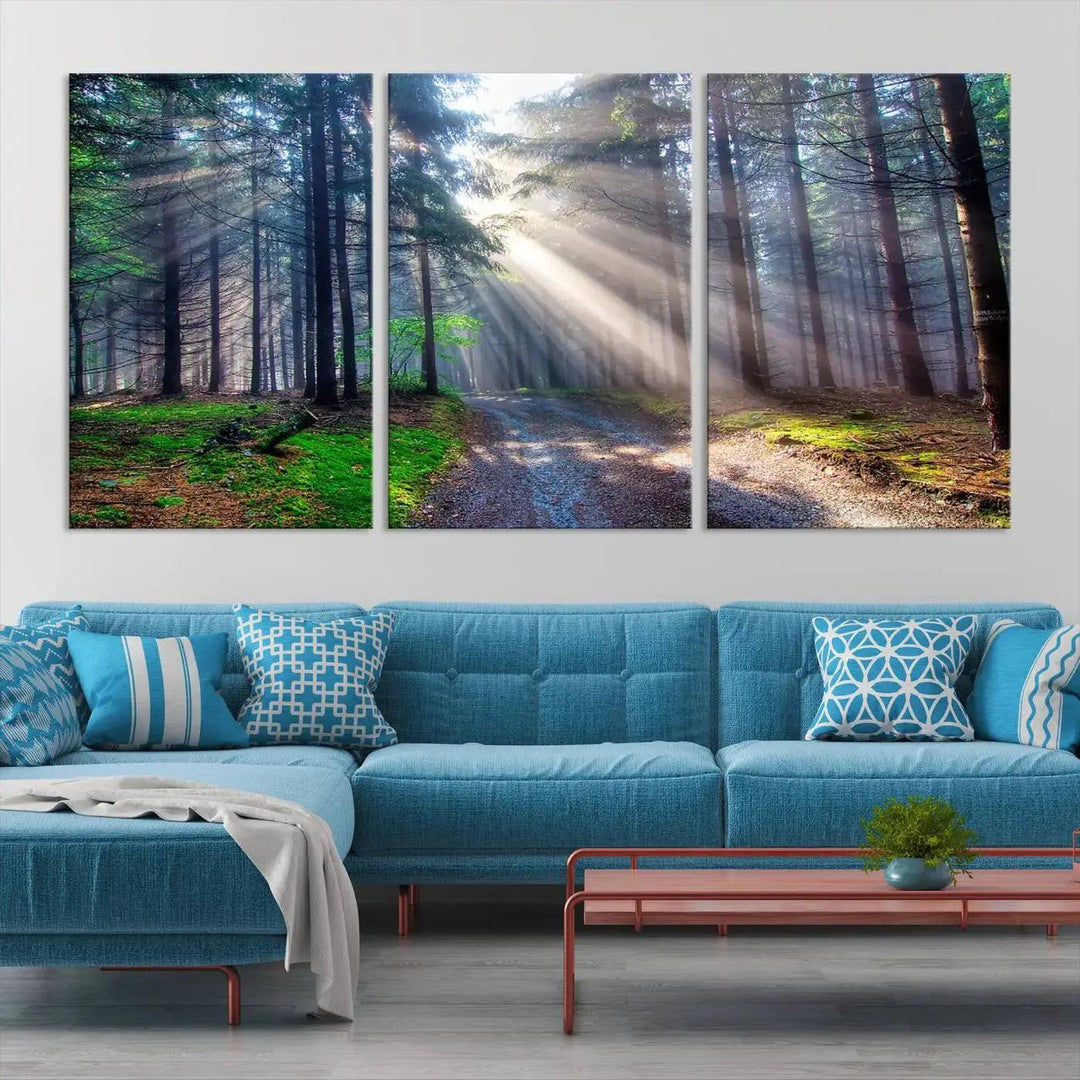 Sunshine in Forest Large Wall Art Spring Landscape Canvas Print Wall Decor