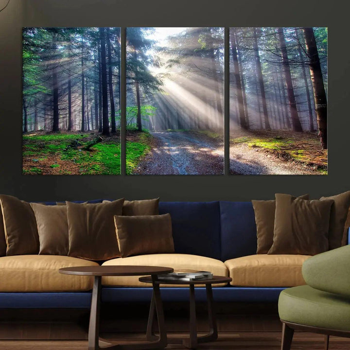 Sunshine in Forest Large Wall Art Spring Landscape Canvas Print Wall Decor