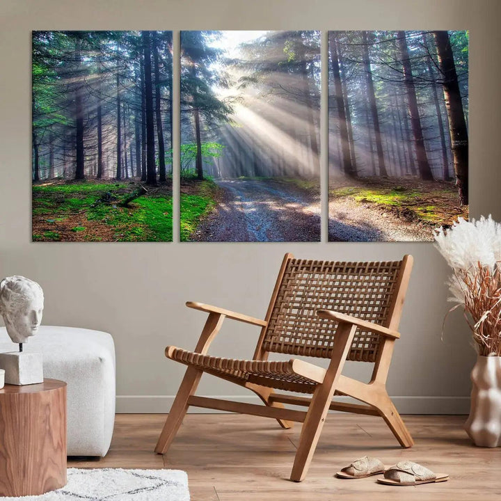 Sunshine in Forest Large Wall Art Spring Landscape Canvas Print Wall Decor