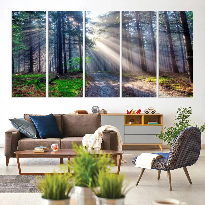 Sunshine in Forest Large Wall Art Spring Landscape Canvas Print Wall Decor