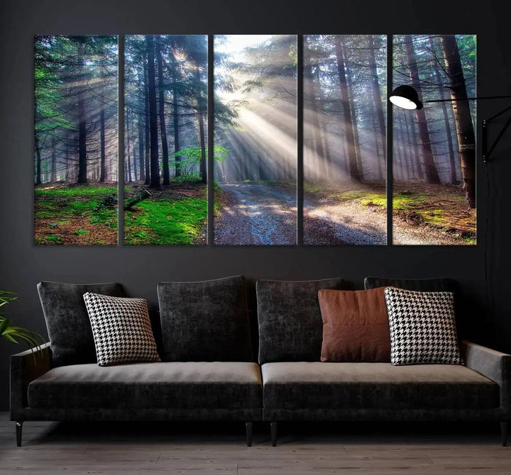 Sunshine in Forest Large Wall Art Spring Landscape Canvas Print Wall Decor