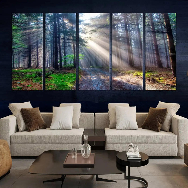 Sunshine in Forest Large Wall Art Spring Landscape Canvas Print Wall Decor