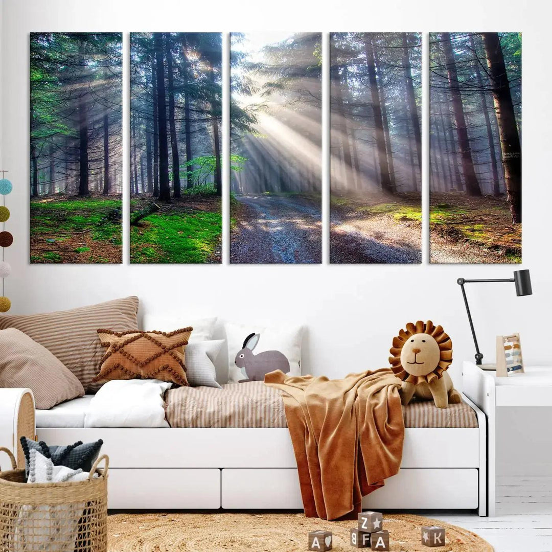 Sunshine in Forest Large Wall Art Spring Landscape Canvas Print Wall Decor