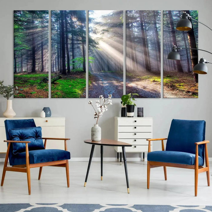 Sunshine in Forest Large Wall Art Spring Landscape Canvas Print Wall Decor