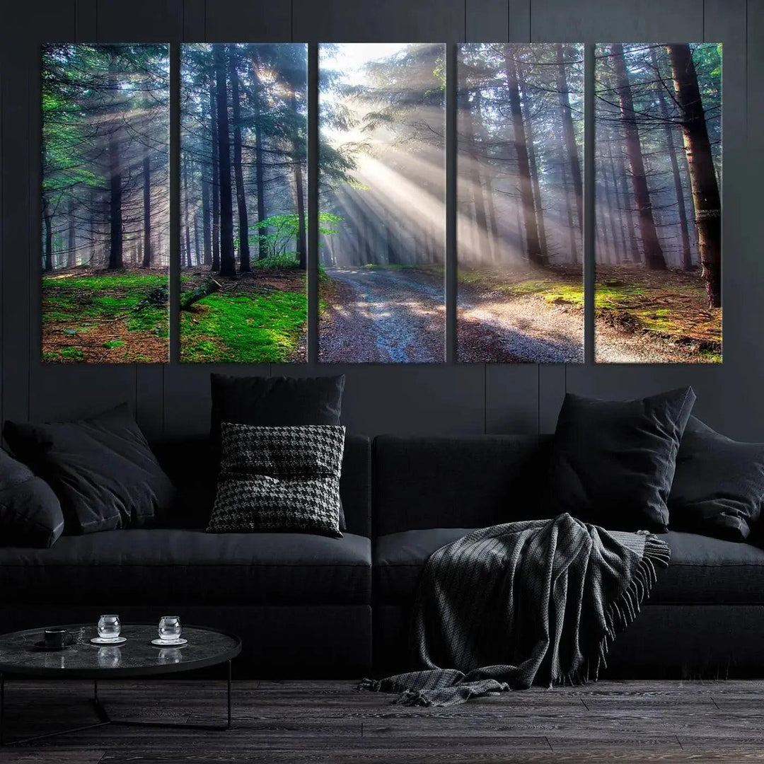 Sunshine in Forest Large Wall Art Spring Landscape Canvas Print Wall Decor