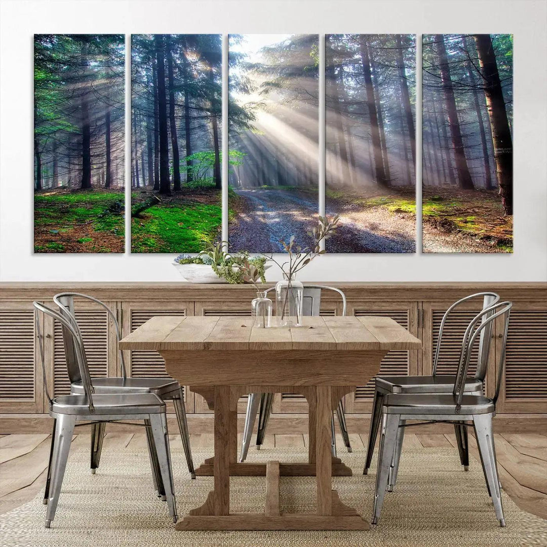 Sunshine in Forest Large Wall Art Spring Landscape Canvas Print Wall Decor