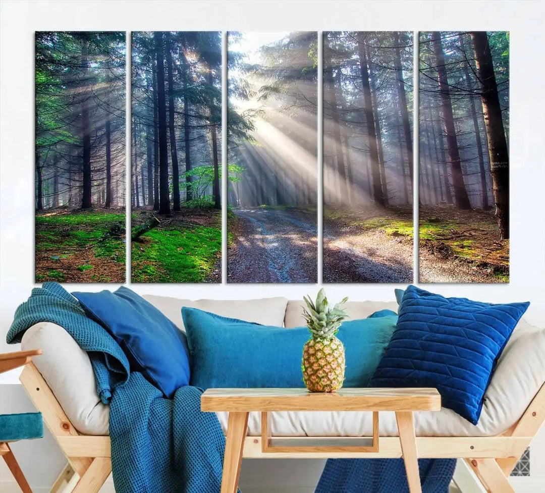 Sunshine in Forest Large Wall Art Spring Landscape Canvas Print Wall Decor