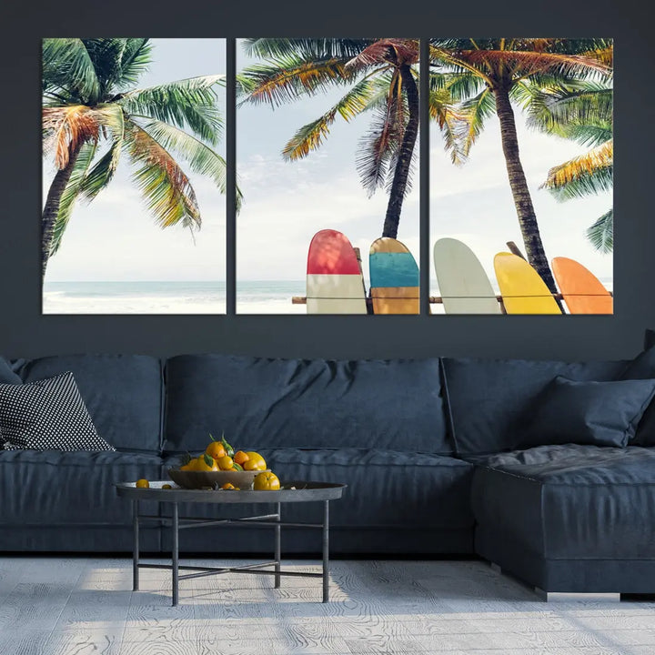 Palm and Surface Board Wall Art Canvas Print