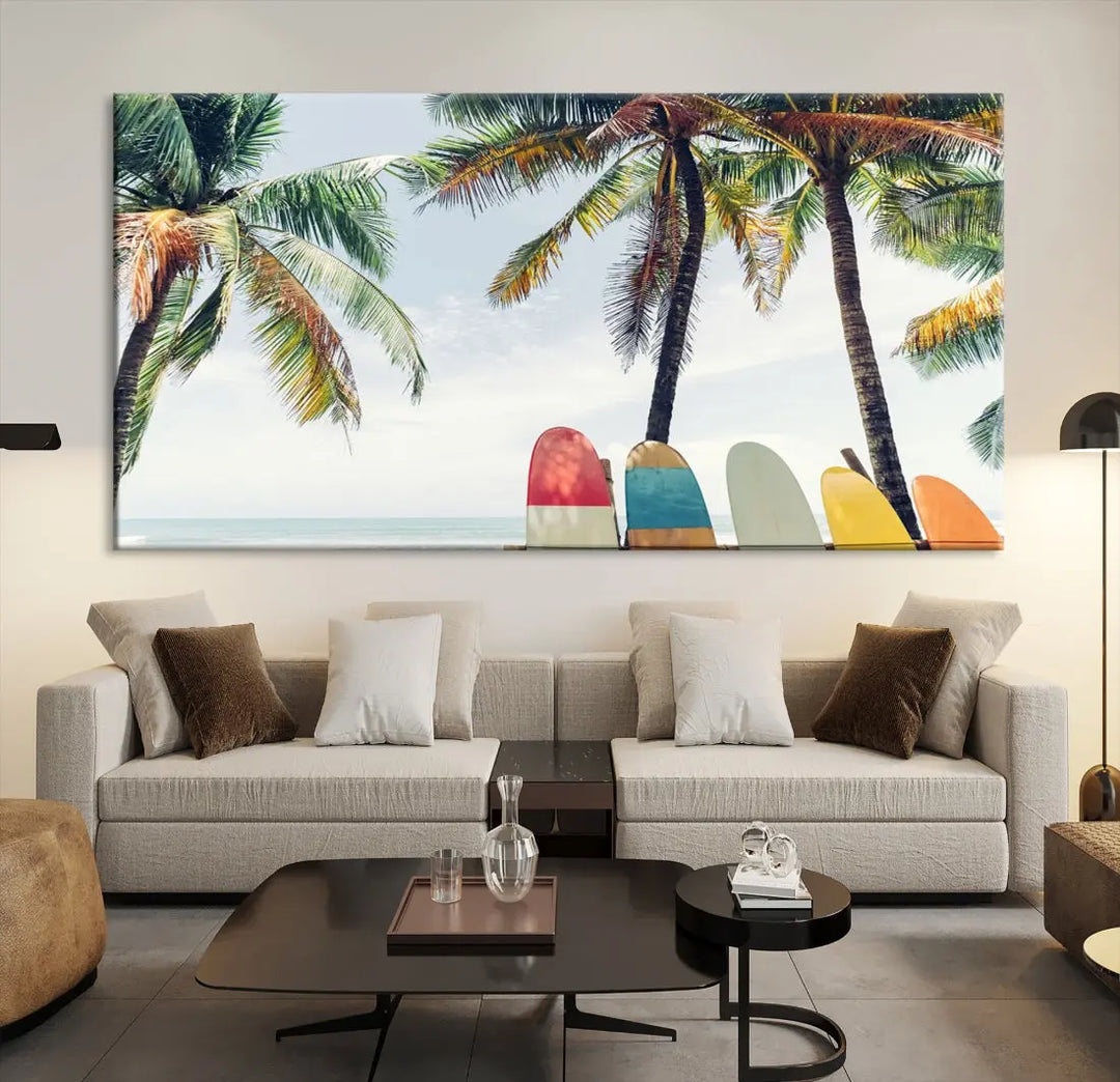 Palm and Surface Board Wall Art Canvas Print