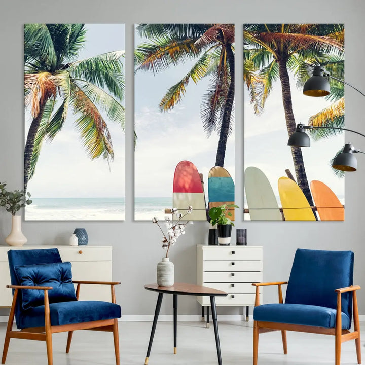 Palm and Surface Board Wall Art Canvas Print