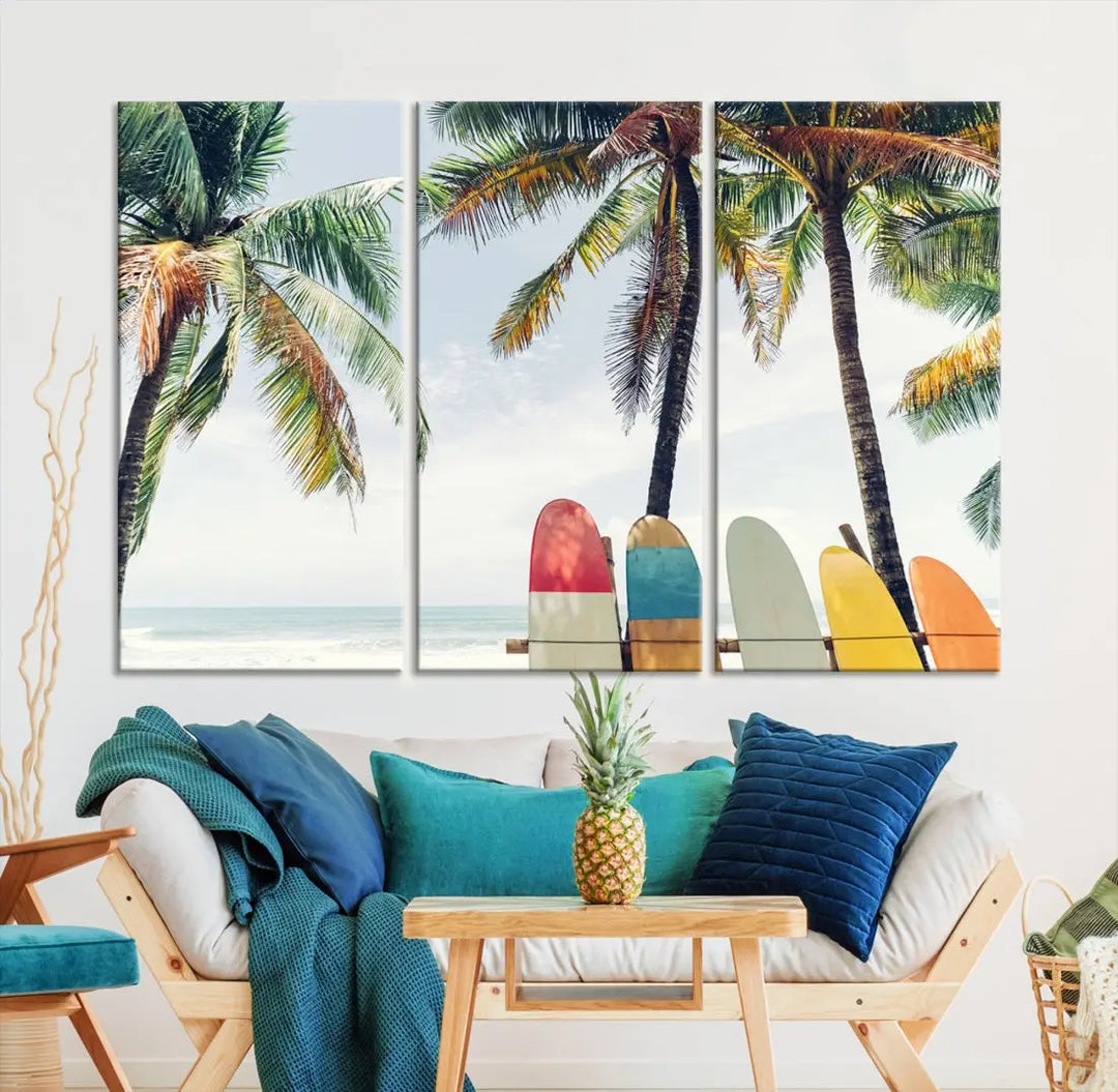 Palm and Surface Board Wall Art Canvas Print