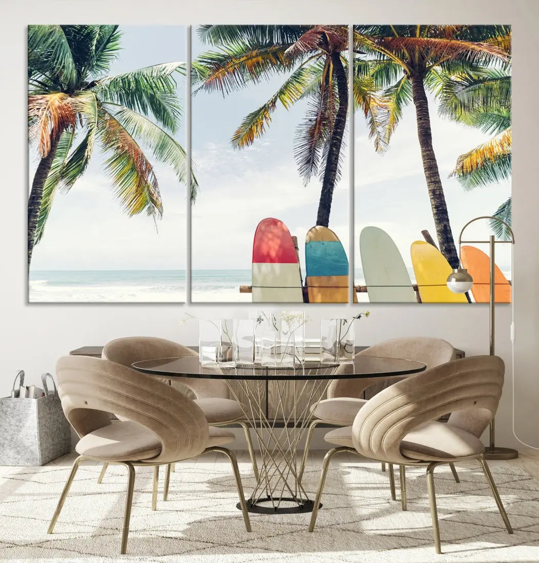 Palm and Surface Board Wall Art Canvas Print