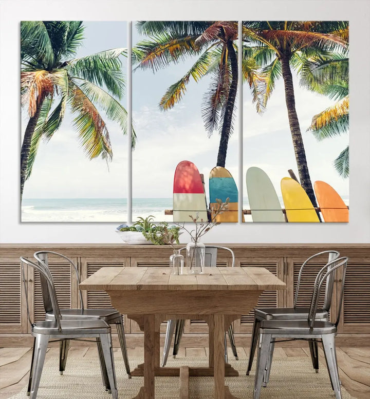 Palm and Surface Board Wall Art Canvas Print