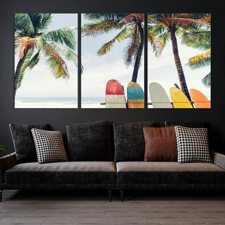 Palm and Surface Board Wall Art Canvas Print