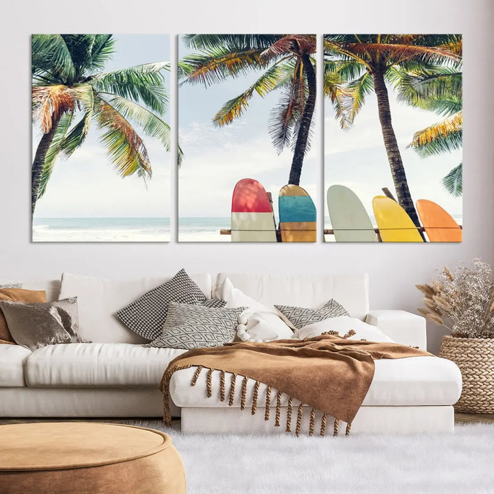 Palm and Surface Board Wall Art Canvas Print