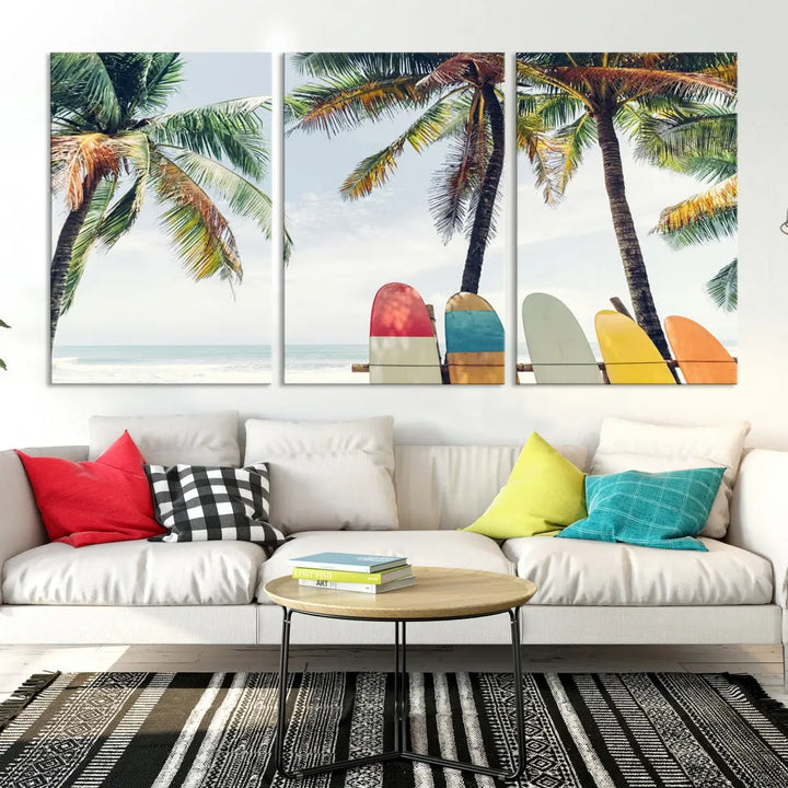 Palm and Surface Board Wall Art Canvas Print