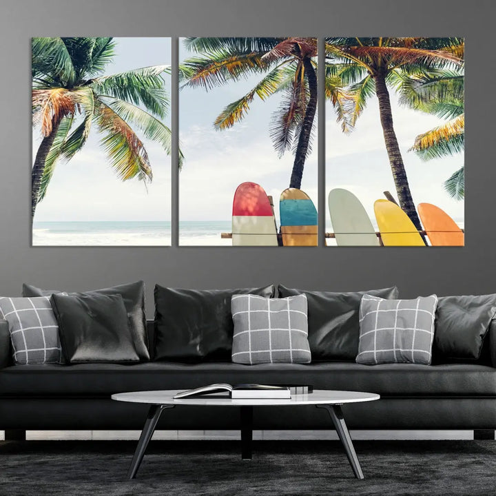 Palm and Surface Board Wall Art Canvas Print