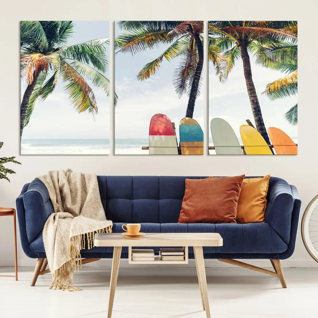 Palm and Surface Board Wall Art Canvas Print