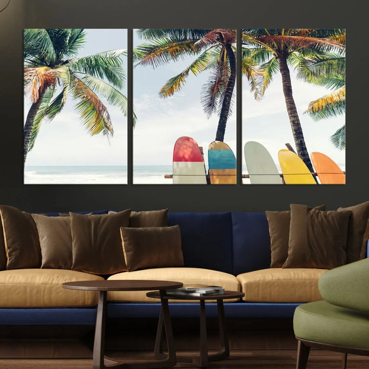 Palm and Surface Board Wall Art Canvas Print