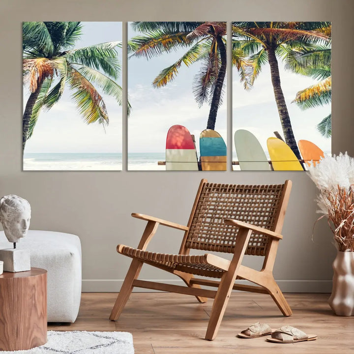 Palm and Surface Board Wall Art Canvas Print