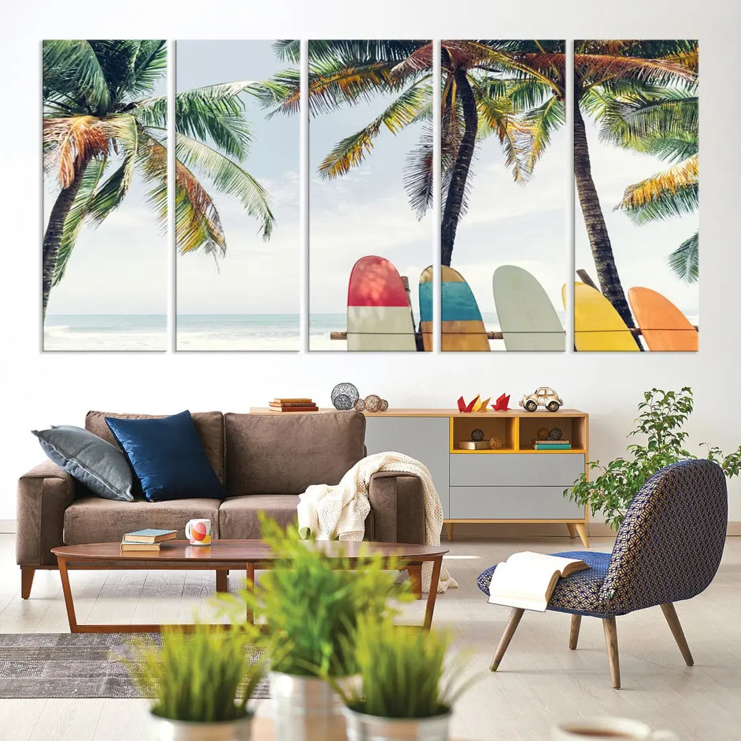 Palm and Surface Board Wall Art Canvas Print