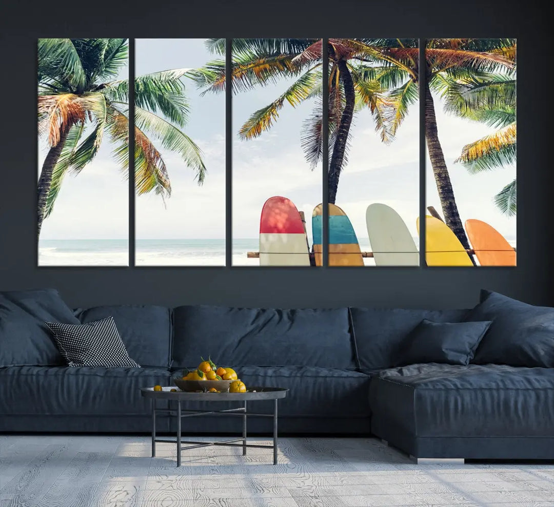 Palm and Surface Board Wall Art Canvas Print